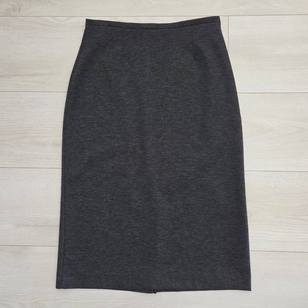 Emma James Knit Gray Pencil Skirt Womens Small Elastic Waist Midi Length Stretch